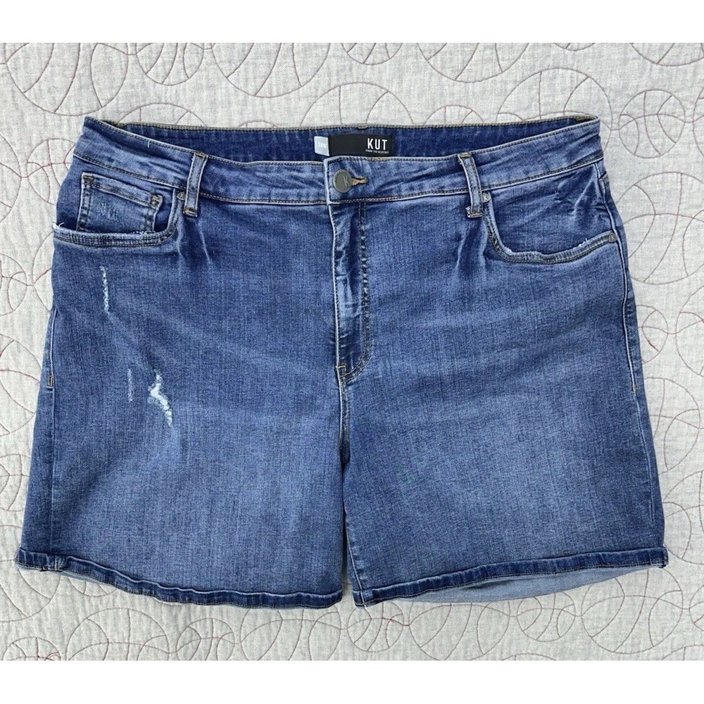 Kut from the Kloth Chloe Boyfriend High Rise Stretch Denim Shorts / Women's 18 W